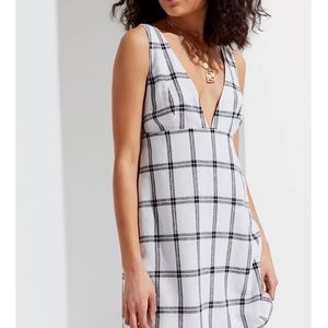 UO Breezy Plunging Linen Mini Dress